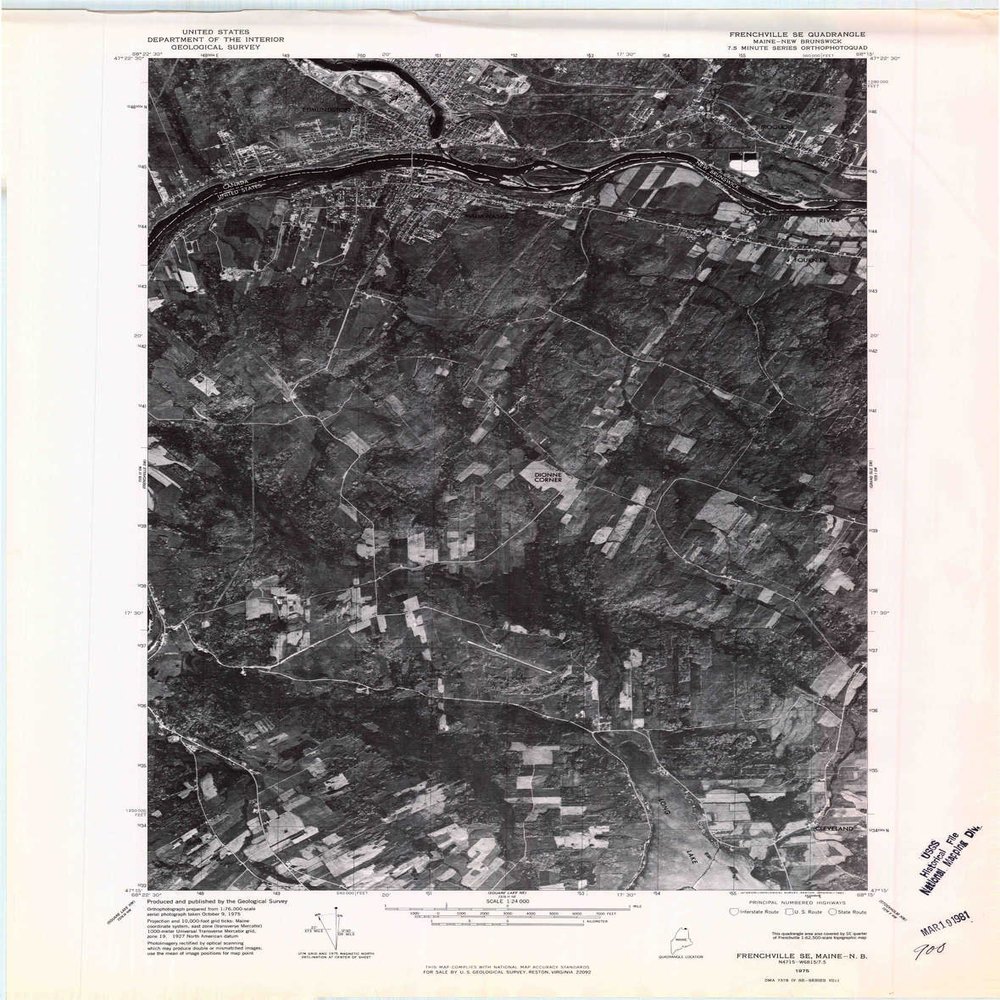 YellowMaps Frenchville SE ME topo map, 1:24000 Scale, 7.5 X 7.5 Minute, Historical, 1975, Updated 1981, 27.4 x 21.6 in - Polypropylene
