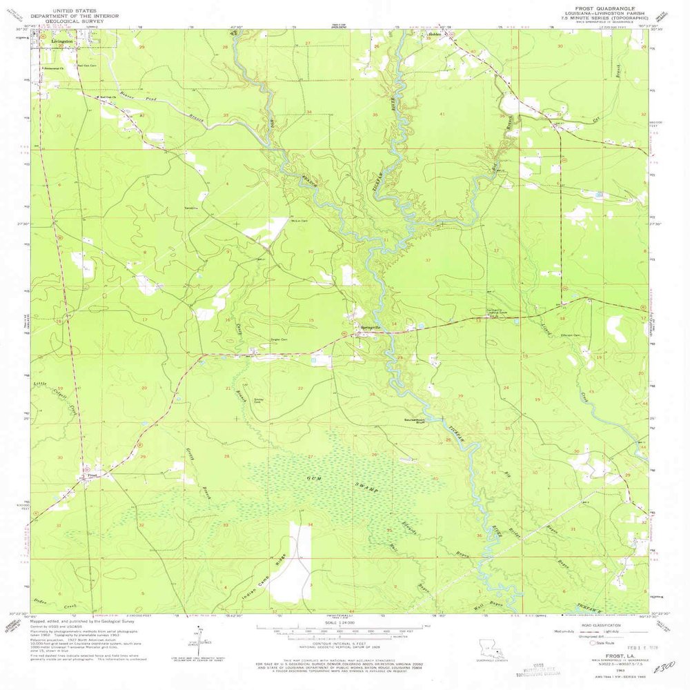 YellowMaps Frost LA topo map, 1:24000 Scale, 7.5 X 7.5 Minute, Historical, 1963, Updated 1978, 26.8 x 22 in - Polypropylene