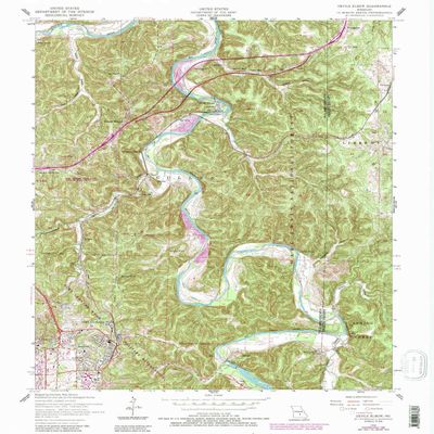 Devils Elbow MO topo map, 1:24000 Scale, 7.5 X 7.5 Minute, Historical, 1954, Updated 1985, 26.8 x 22 in - Tyvek
