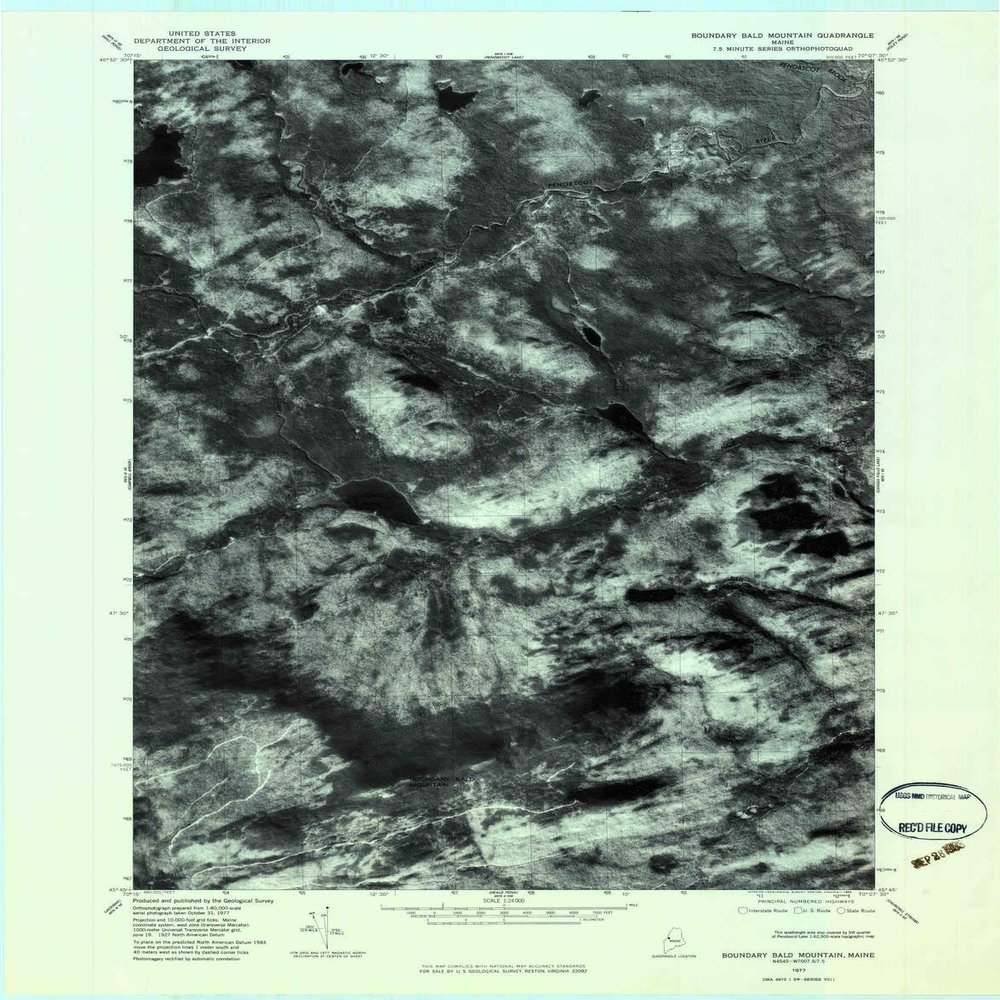 YellowMaps Boundary Bald Mountain ME topo map, 1:24000 Scale, 7.5 X 7.5 Minute, Historical, 1977, Updated 1983, 27.5 x 21.5 in - Polypropylene