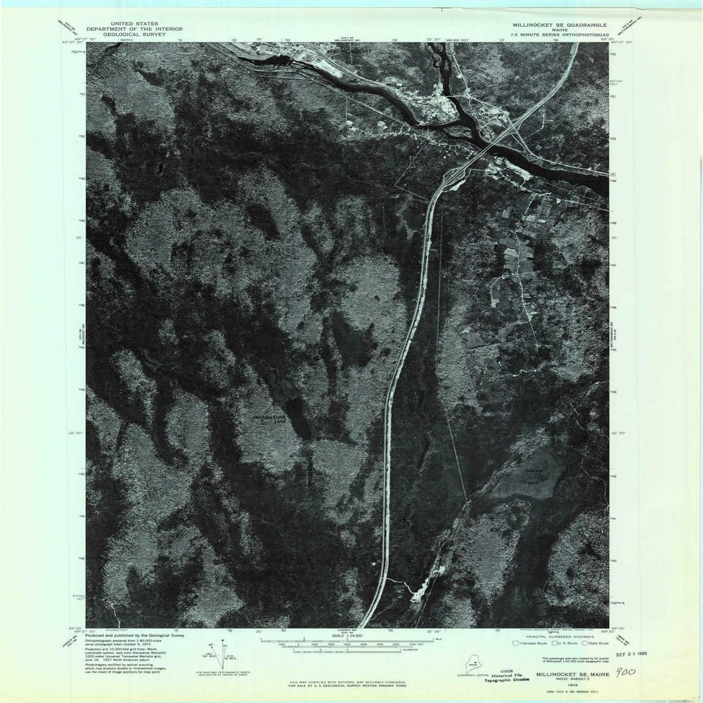 YellowMaps Millinocket SE ME topo map, 1:24000 Scale, 7.5 X 7.5 Minute, Historical, 1975, Updated 1980, 27.3 x 21.5 in - Polypropylene