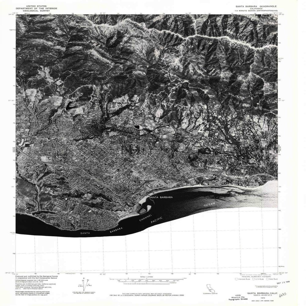 YellowMaps Santa Barbara CA topo map, 1:24000 Scale, 7.5 X 7.5 Minute, Historical, 1976, Updated 1979, 26.9 x 22 in - Polypropylene