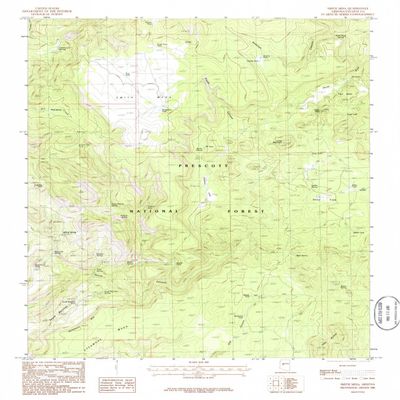 YellowMaps Smith Mesa AZ topo map, 1:24000 Scale, 7.5 X 7.5 Minute, Historical, 1986, Updated 1986, 26.9 x 22 in - Polypropylene