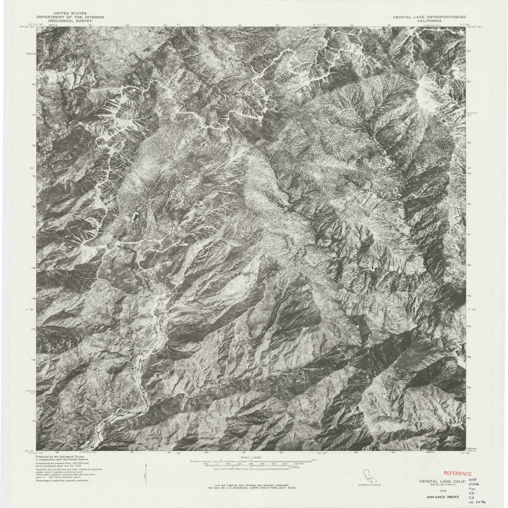 YellowMaps Crystal Lake CA topo map, 1:24000 Scale, 7.5 X 7.5 Minute, Historical, 1976, 27.3 x 22.3 in - Tyvek