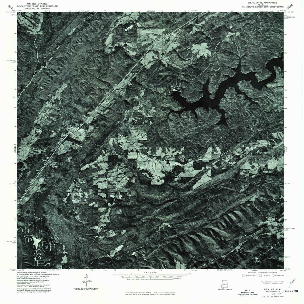 YellowMaps Remlap AL topo map, 1:24000 Scale, 7.5 X 7.5 Minute, Historical, 1975, Updated 1977, 26.9 x 21.6 in - Polypropylene