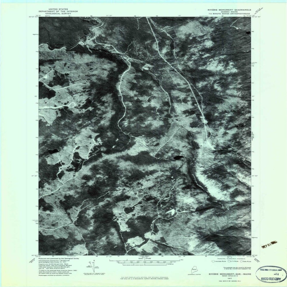YellowMaps Riviere Monument ME topo map, 1:24000 Scale, 7.5 X 7.5 Minute, Historical, 1977, Updated 1983, 27.4 x 21.5 in - Polypropylene