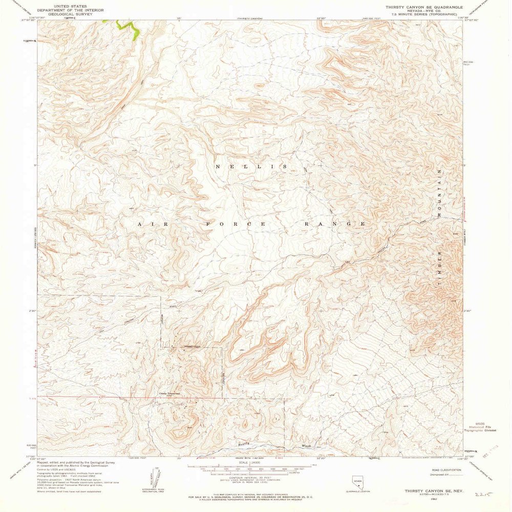 YellowMaps Thirsty Canyon SE NV topo map, 1:24000 Scale, 7.5 X 7.5 Minute, Historical, 1962, Updated 1963, 26.7 x 21.9 in - Polypropylene