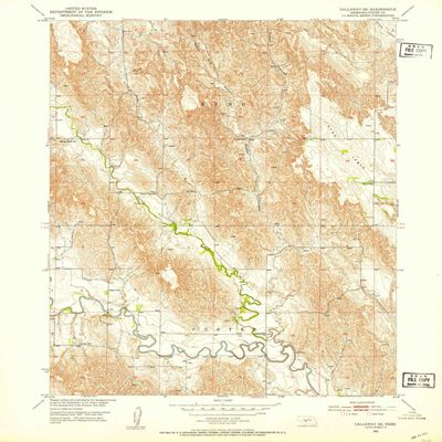 Callaway SE NE topo map, 1:24000 Scale, 7.5 X 7.5 Minute, Historical, 1951, Updated 1953, 26.9 x 21.9 in - Polypropylene