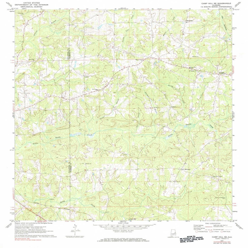 YellowMaps Camp Hill SE AL topo map, 1:24000 Scale, 7.5 X 7.5 Minute, Historical, 1981, 26.8 x 21.9 in - Polypropylene
