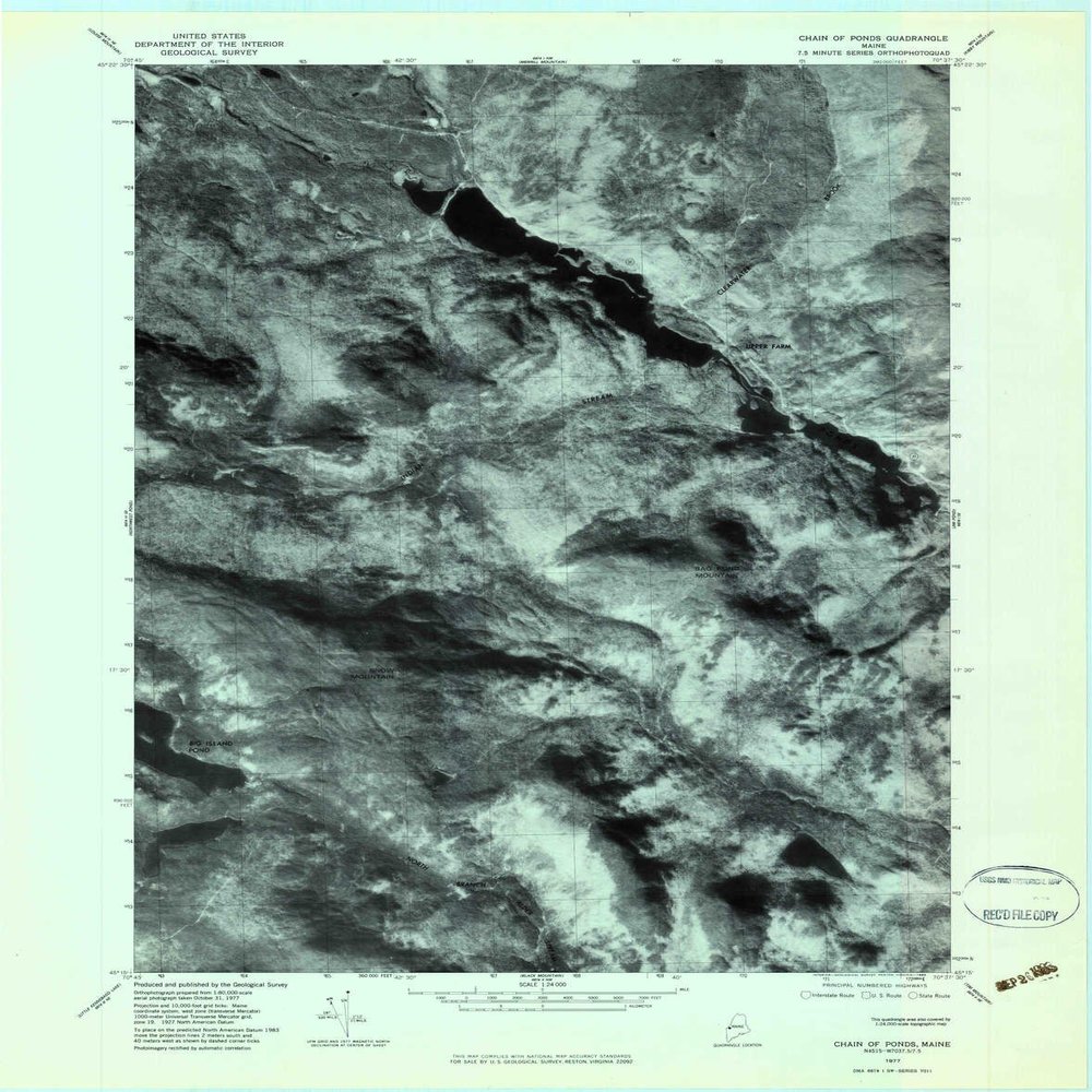 YellowMaps Chain of Ponds ME topo map, 1:24000 Scale, 7.5 X 7.5 Minute, Historical, 1977, Updated 1983, 27.4 x 21.5 in - Polypropylene