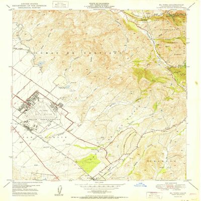 YellowMaps El Toro CA topo map, 1:24000 Scale, 7.5 X 7.5 Minute, Historical, 1950, Updated 1950, 26.9 x 22 in - Tyvek