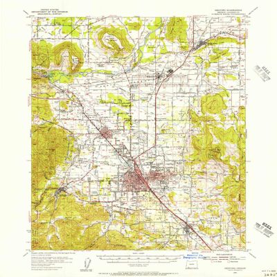 YellowMaps Medford OR topo map, 1:62500 Scale, 15 X 15 Minute, Historical, 1954, Updated 1956, 20.8 x 16.8 in - Tyvek