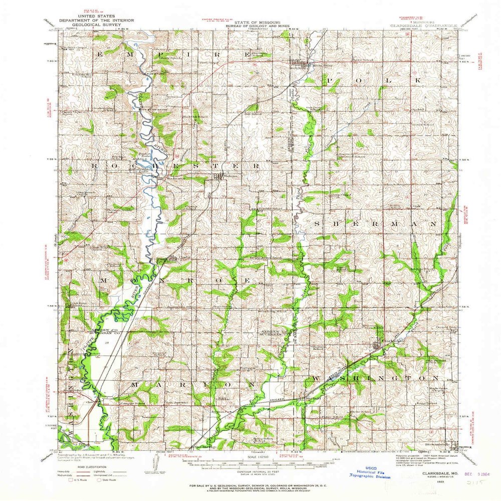 YellowMaps Clarksdale MO topo map, 1:62500 Scale, 15 X 15 Minute, Historical, 1923, Updated 1964, 20.9 x 16.9 in - Polypropylene