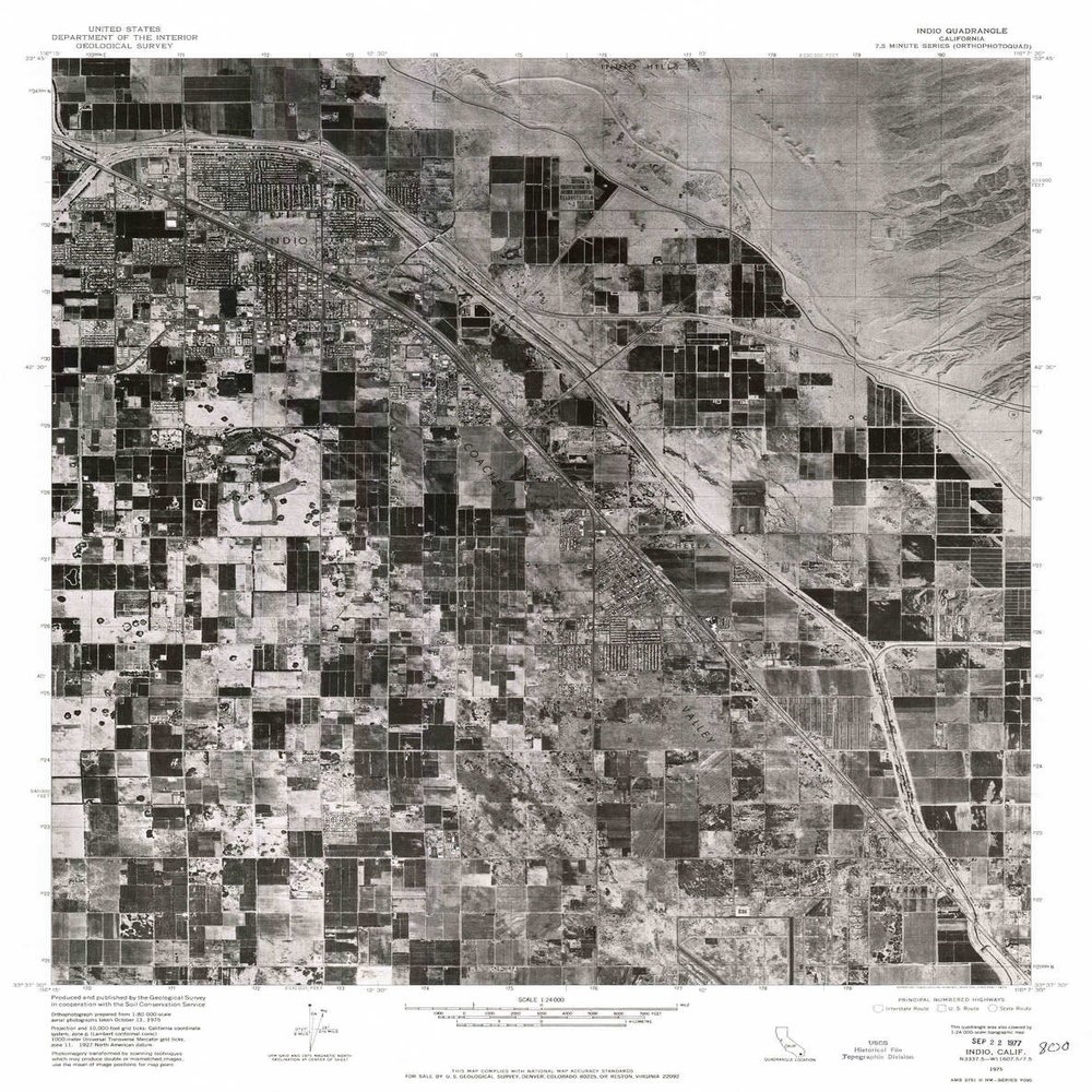 YellowMaps Indio CA topo map, 1:24000 Scale, 7.5 X 7.5 Minute, Historical, 1975, Updated 1977, 26.8 x 21.2 in - Polypropylene