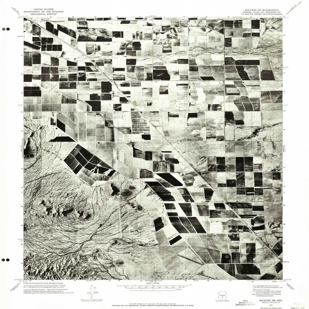 YellowMaps Sacaton NE AZ topo map, 1:24000 Scale, 7.5 X 7.5 Minute, Historical, 1971, Updated 1972, 26.8 x 22.8 in - Polypropylene