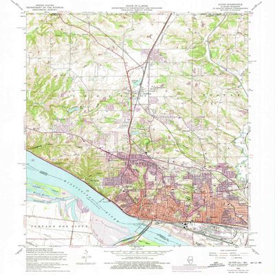 YellowMaps Alton IL topo map, 1:24000 Scale, 7.5 X 7.5 Minute, Historical, 1954, Updated 1975, 26.9 x 22 in - Polypropylene