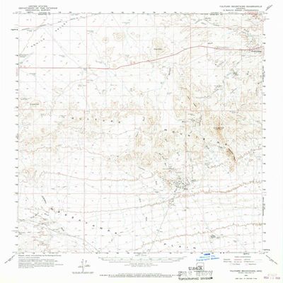 YellowMaps Vulture Mountains AZ topo map, 1:62500 Scale, 15 X 15 Minute, Historical, 1961, Updated 1967, 20.7 x 16.9 in - Polypropylene
