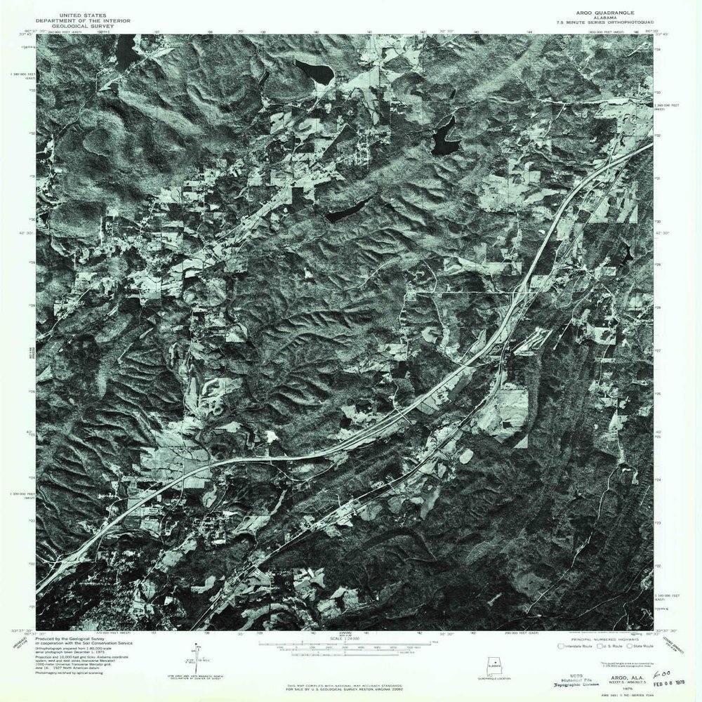 YellowMaps Argo AL topo map, 1:24000 Scale, 7.5 X 7.5 Minute, Historical, 1975, Updated 1977, 26.8 x 21.6 in - Polypropylene