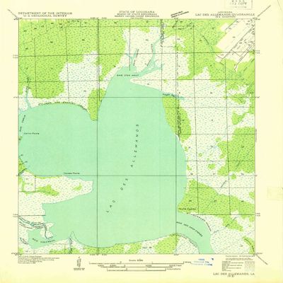 YellowMaps Lac Des Allemands NE LA topo map, 1:31680 Scale, 7.5 X 7.5 Minute, Historical, 1932, 20.7 x 18 in - Polypropylene
