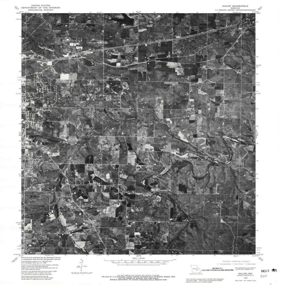 Dillon MO topo map, 1:24000 Scale, 7.5 X 7.5 Minute, Historical, 1980, Updated 1981, 26.9 x 22 in - Tyvek