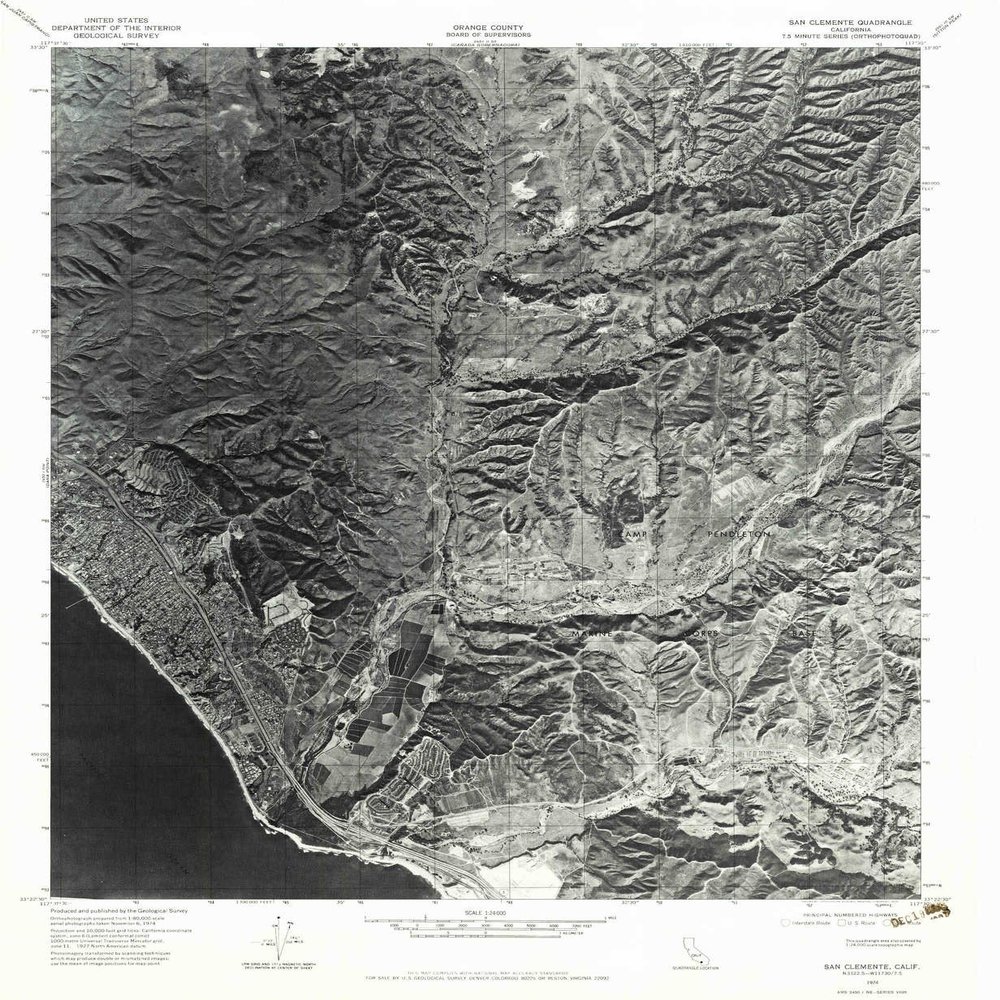 YellowMaps San Clemente CA topo map, 1:24000 Scale, 7.5 X 7.5 Minute, Historical, 1974, Updated 1975, 26.7 x 21.9 in - Polypropylene
