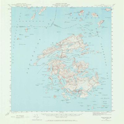 YellowMaps Vinalhaven ME topo map, 1:62500 Scale, 15 X 15 Minute, Historical, 1941, Updated 1970, 20.8 x 15.6 in - Polypropylene