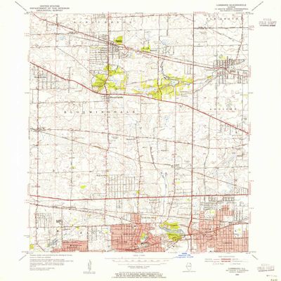YellowMaps Lombard IL topo map, 1:24000 Scale, 7.5 X 7.5 Minute, Historical, 1953, Updated 1955, 26.9 x 21.9 in - Tyvek
