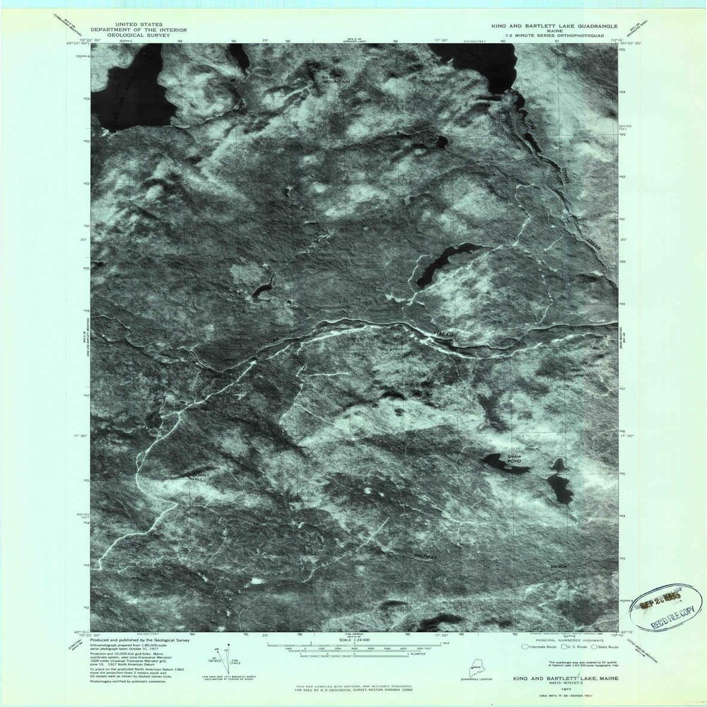 YellowMaps King and Bartlett Lake ME topo map, 1:24000 Scale, 7.5 X 7.5 Minute, Historical, 1977, Updated 1983, 27.4 x 21.5 in - Polypropylene