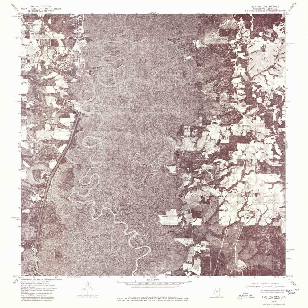 YellowMaps Sun NE MS topo map, 1:24000 Scale, 7.5 X 7.5 Minute, Historical, 1976, Updated 1977, 26.8 x 22.9 in - Polypropylene