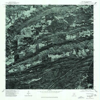 YellowMaps Cox Gap AL topo map, 1:24000 Scale, 7.5 X 7.5 Minute, Historical, 1975, Updated 1977, 26.9 x 21.6 in - Polypropylene