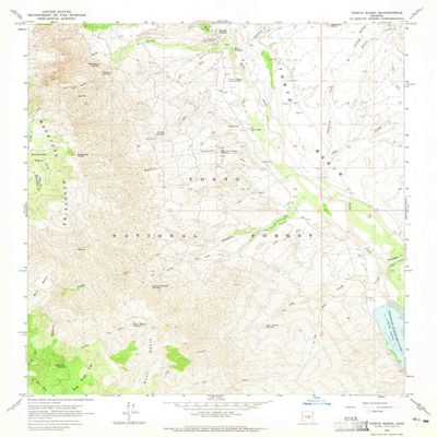 YellowMaps Tonto Basin AZ topo map, 1:24000 Scale, 7.5 X 7.5 Minute, Historical, 1964, Updated 1965, 26.8 x 22 in - Polypropylene
