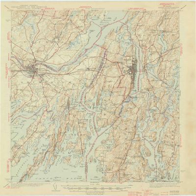 YellowMaps Bath ME topo map, 1:62500 Scale, 15 X 15 Minute, Historical, 1945, 20 x 14.8 in - Tyvek