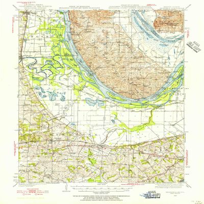 YellowMaps Brussels IL topo map, 1:62500 Scale, 15 X 15 Minute, Historical, 1939, Updated 1955, 20.7 x 16.9 in - Polypropylene