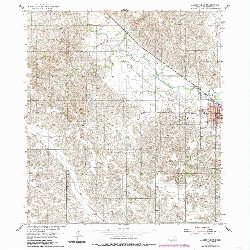 YellowMaps Albion West NE topo map, 1:24000 Scale, 7.5 X 7.5 Minute, Historical, 1954, Updated 1985, 26.9 x 22 in - Polypropylene
