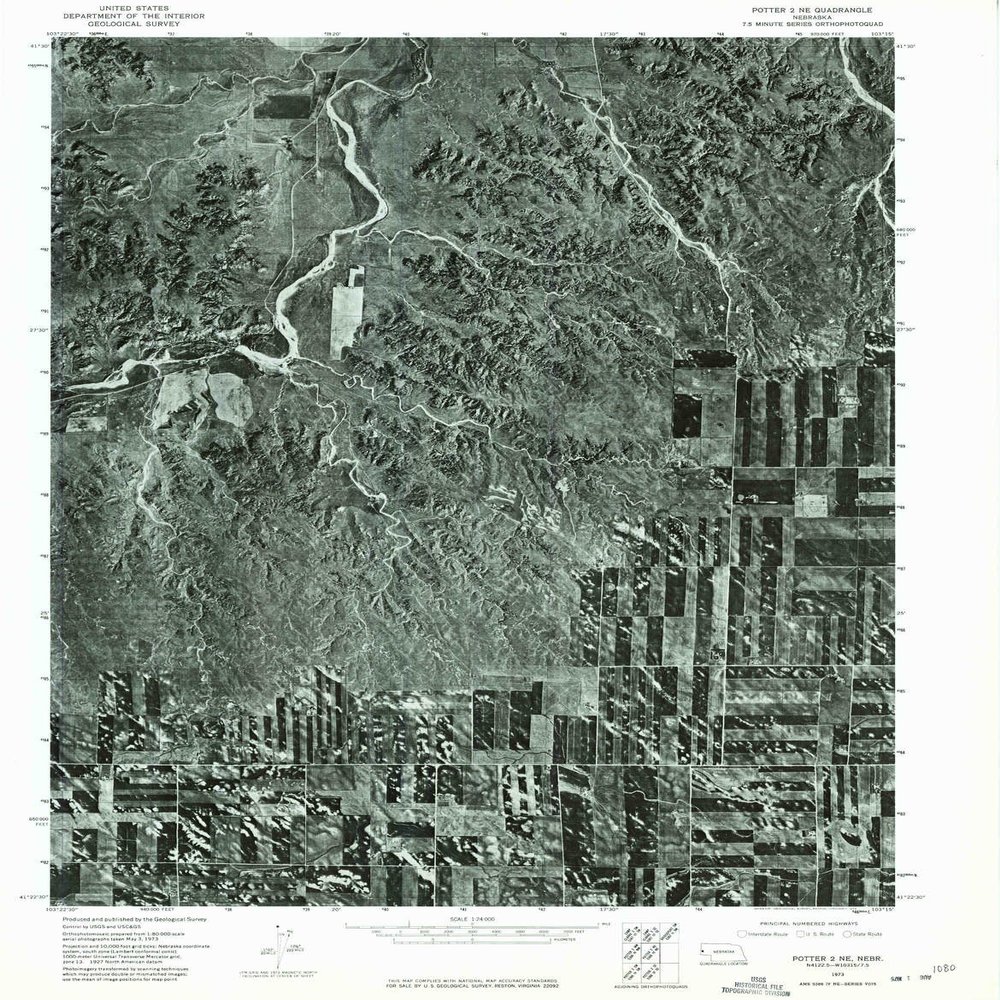 YellowMaps Potter 2 NE NE topo map, 1:24000 Scale, 7.5 X 7.5 Minute, Historical, 1973, Updated 1975, 26.8 x 20.9 in - Polypropylene