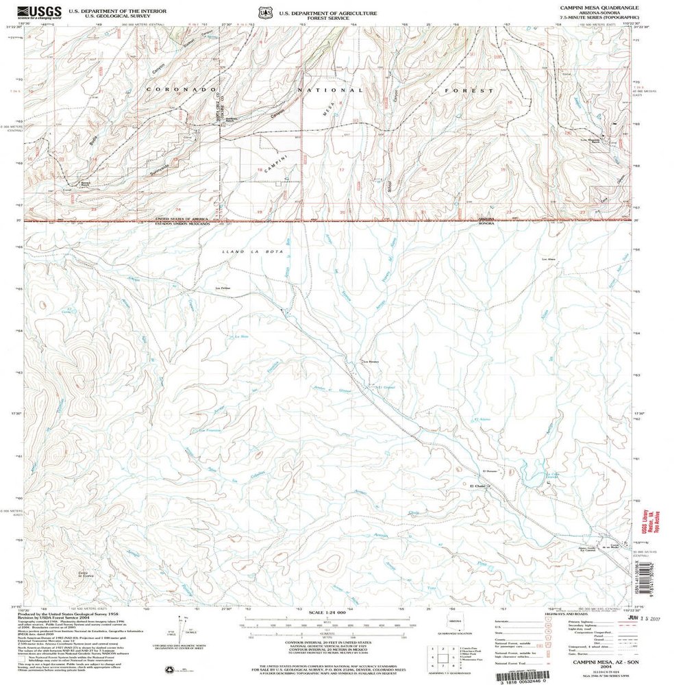 YellowMaps Campini Mesa AZ topo map, 1:24000 Scale, 7.5 X 7.5 Minute, Historical, 2004, Updated 2007, 26.9 x 22 in - Polypropylene