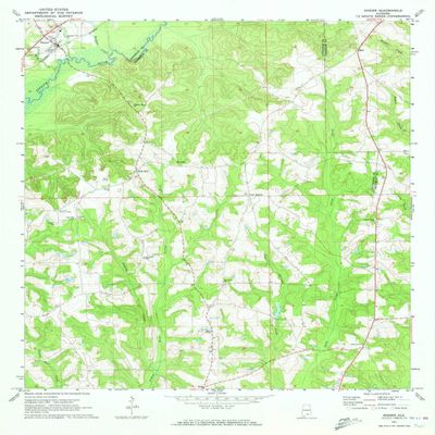 YellowMaps Dozier AL topo map, 1:24000 Scale, 7.5 X 7.5 Minute, Historical, 1971, Updated 1973, 26.9 x 22 in - Polypropylene