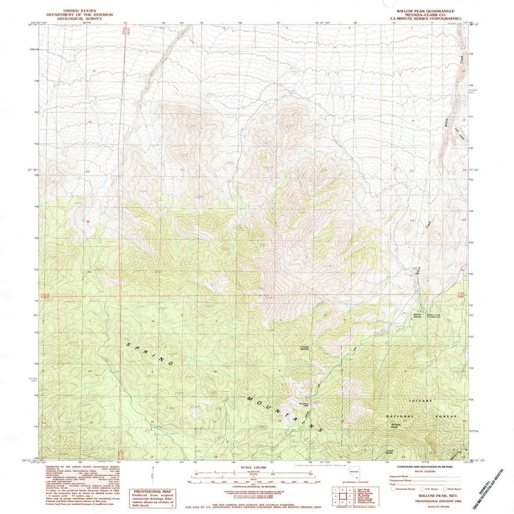 Willow Peak NV topo map, 1:24000 Scale, 7.5 X 7.5 Minute, Historical, 1984, Updated 1984, 26.8 x 22 in - Tyvek