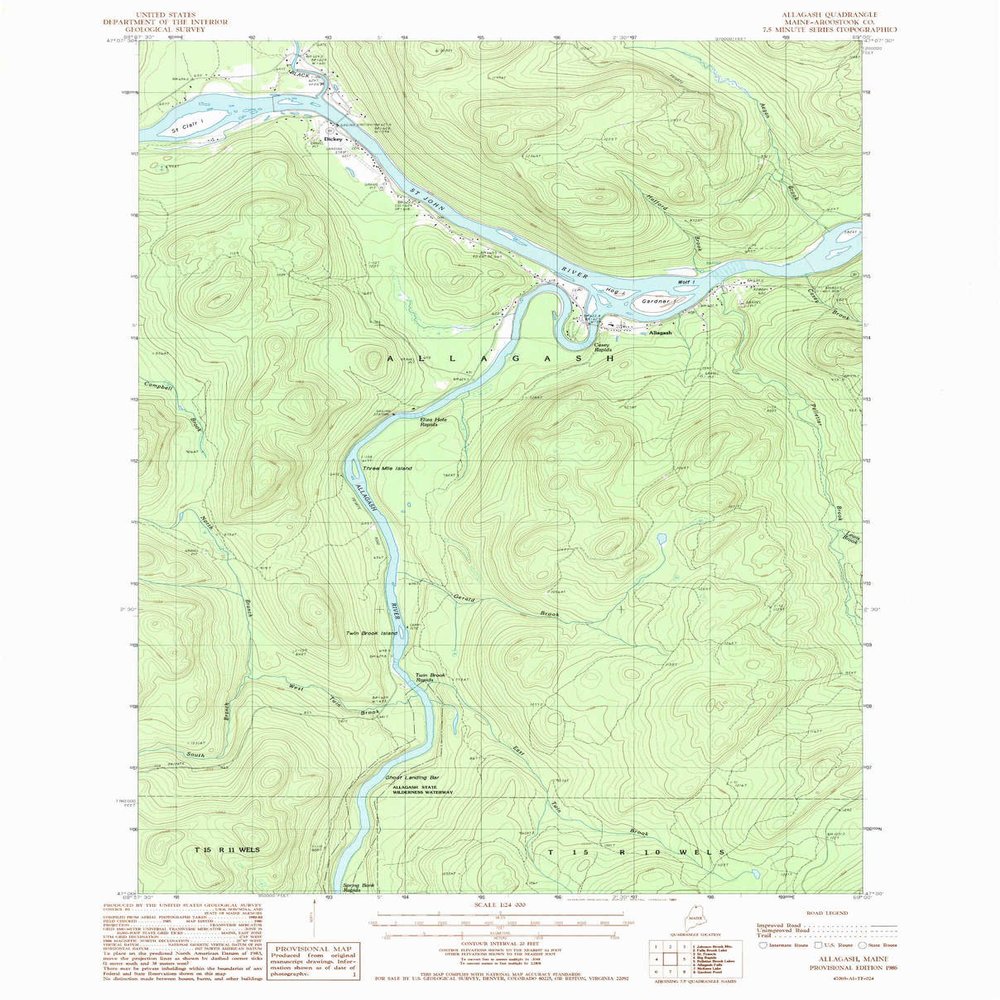 YellowMaps Allagash ME topo map, 1:24000 Scale, 7.5 X 7.5 Minute, Historical, 1986, Updated 1987, 26.7 x 21.5 in - Polypropylene