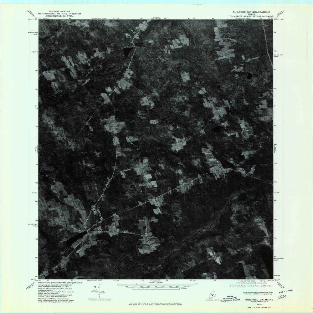 YellowMaps Guilford SW ME topo map, 1:24000 Scale, 7.5 X 7.5 Minute, Historical, 1975, Updated 1980, 27.5 x 21.5 in - Polypropylene