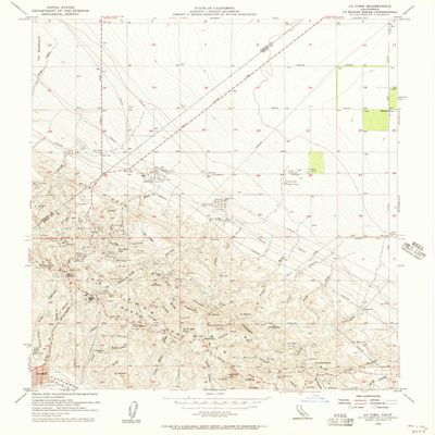 YellowMaps La CIMA CA topo map, 1:24000 Scale, 7.5 X 7.5 Minute, Historical, 1954, Updated 1957, 26.8 x 22 in - Polypropylene