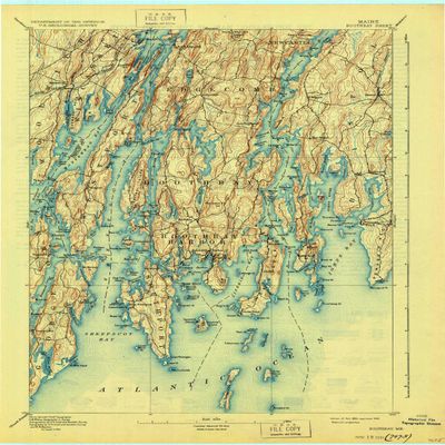 YellowMaps Boothbay ME topo map, 1:62500 Scale, 15 X 15 Minute, Historical, 1893, Updated 1930, 20.3 x 15.6 in - Polypropylene