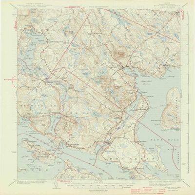 YellowMaps Blue Hill ME topo map, 1:62500 Scale, 15 X 15 Minute, Historical, 1944, 20 x 15 in - Polypropylene