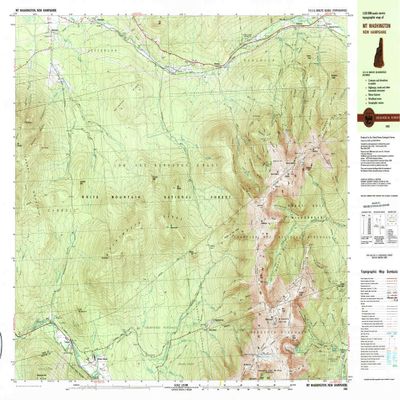 YellowMaps Mt Washington NH topo map, 1:25000 Scale, 7.5 X 15 Minute, Historical, 1982, Updated 1983, 24 x 37.8 in - Polypropylene