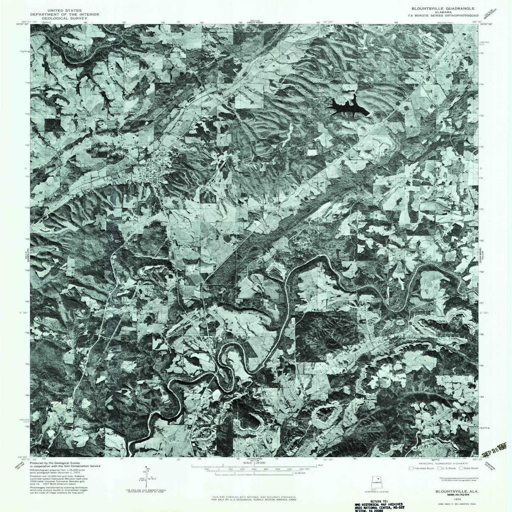 YellowMaps Blountsville AL topo map, 1:24000 Scale, 7.5 X 7.5 Minute, Historical, 1975, Updated 1983, 26.9 x 21.6 in - Polypropylene