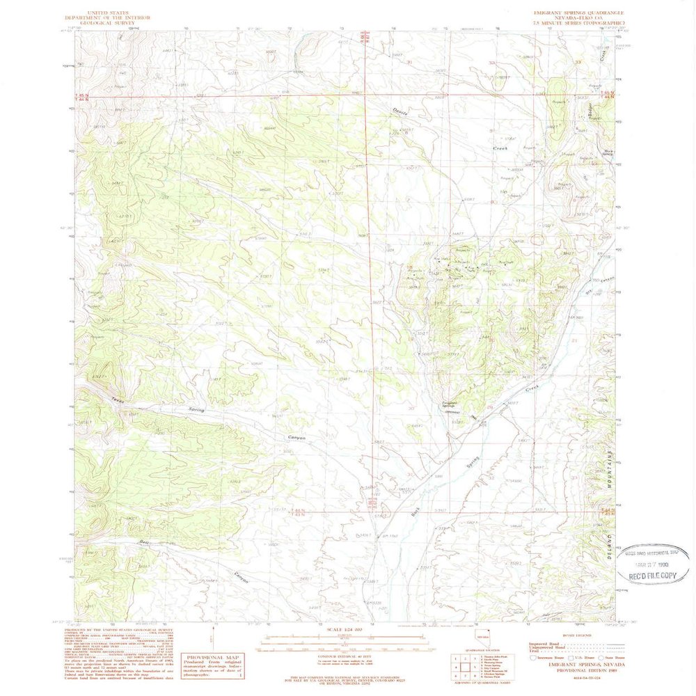 YellowMaps Emigrant Pass NV topo map, 1:24000 Scale, 7.5 X 7.5 Minute, Historical, 1989, Updated 1989, 26.8 x 22.3 in - Polypropylene