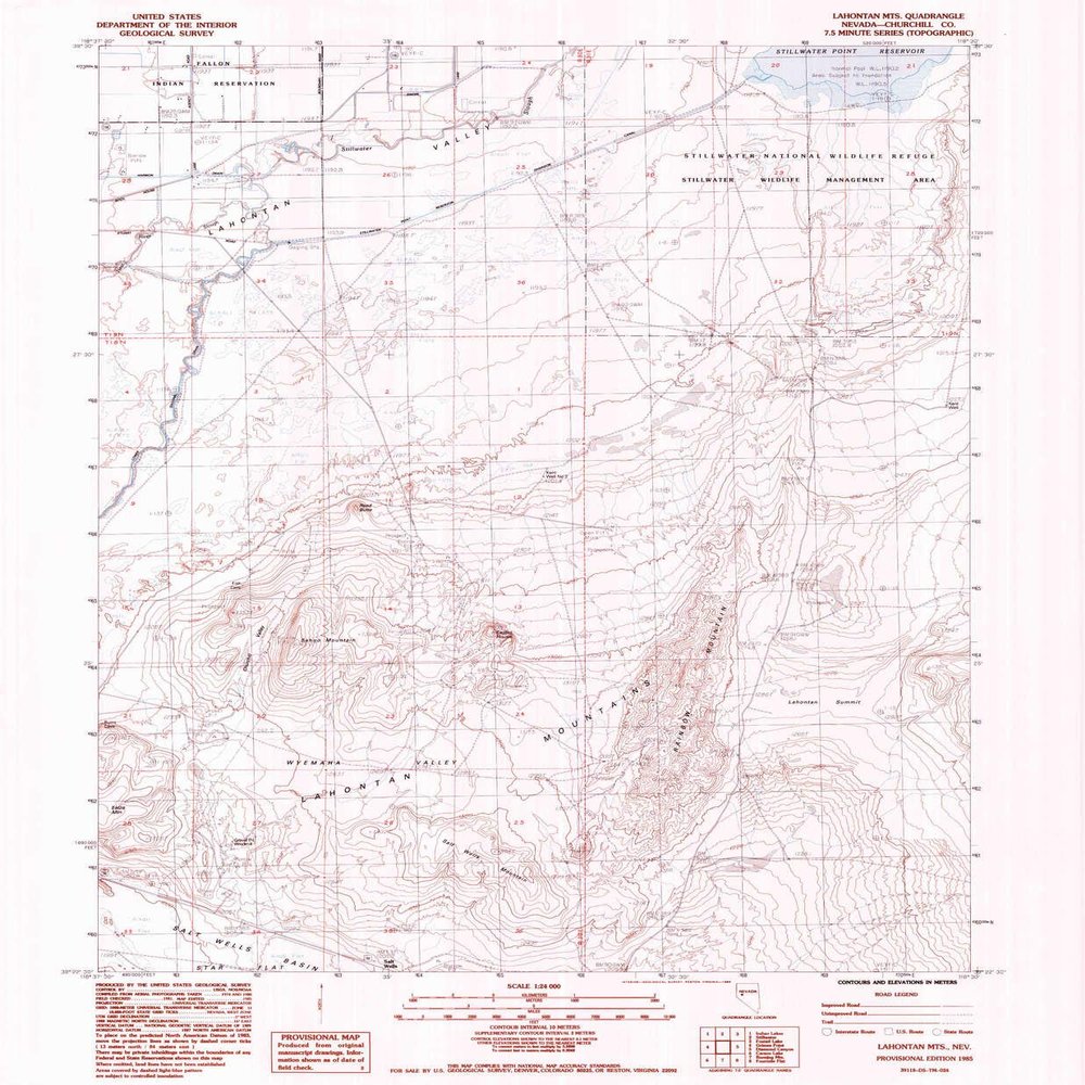 YellowMaps Lahontan MTS NV topo map, 1:24000 Scale, 7.5 X 7.5 Minute, Historical, 1985, Updated 1985, 26.7 x 22 in - Tyvek