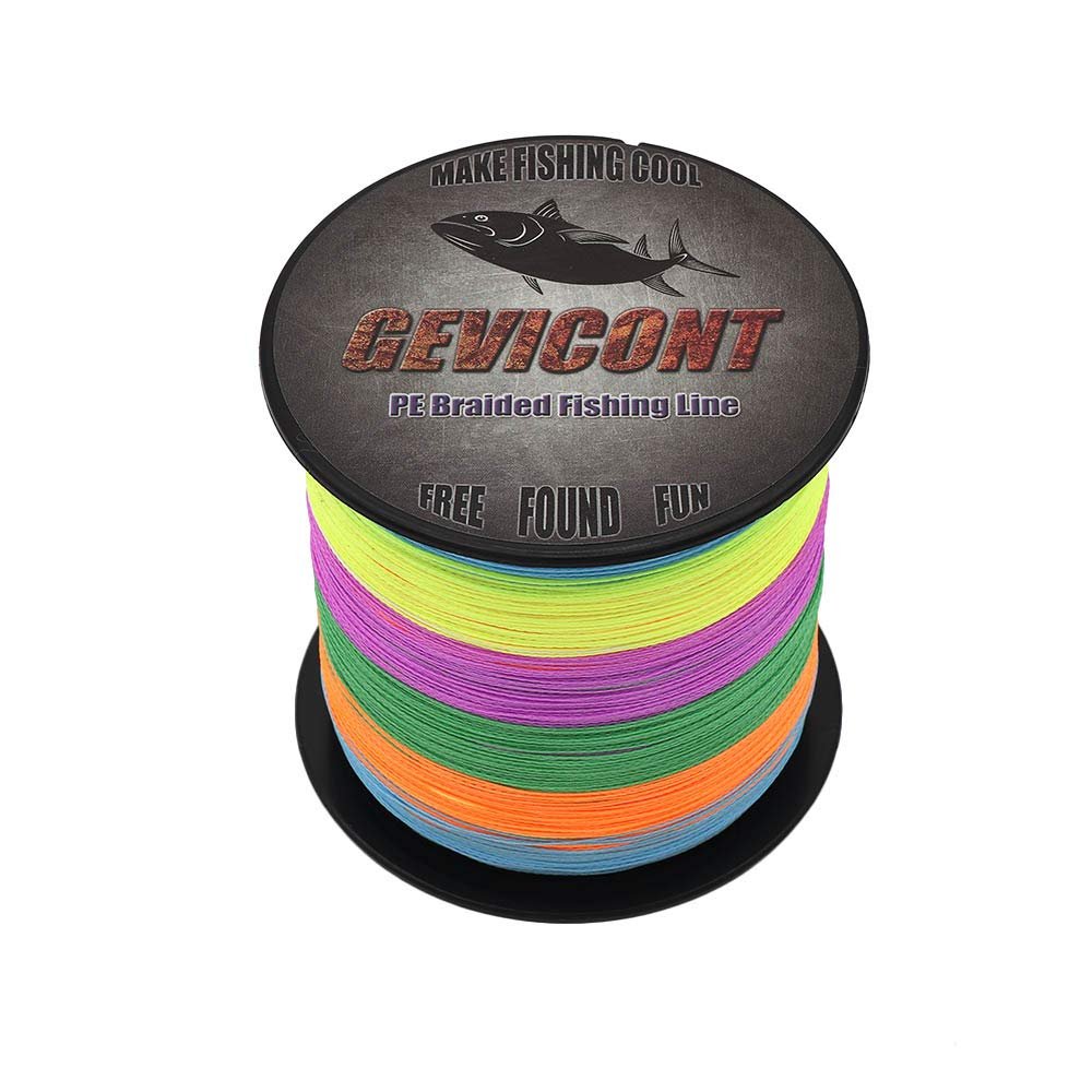 GEVICONT Superbraid Fishing Lines Most Valuable Long line Fishing Weaves PE 4 Strand 1500m/1640yd 10-100Lb Available in 10 Colors for River Region (Multicolor, 1640Yds(1500m)-6lb(2.7kg)-0.08mm)