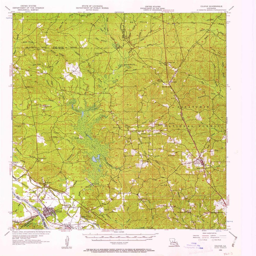 YellowMaps Colfax LA topo map, 1:62500 Scale, 15 X 15 Minute, Historical, 1956, Updated 1963, 20.7 x 17.9 in - Polypropylene
