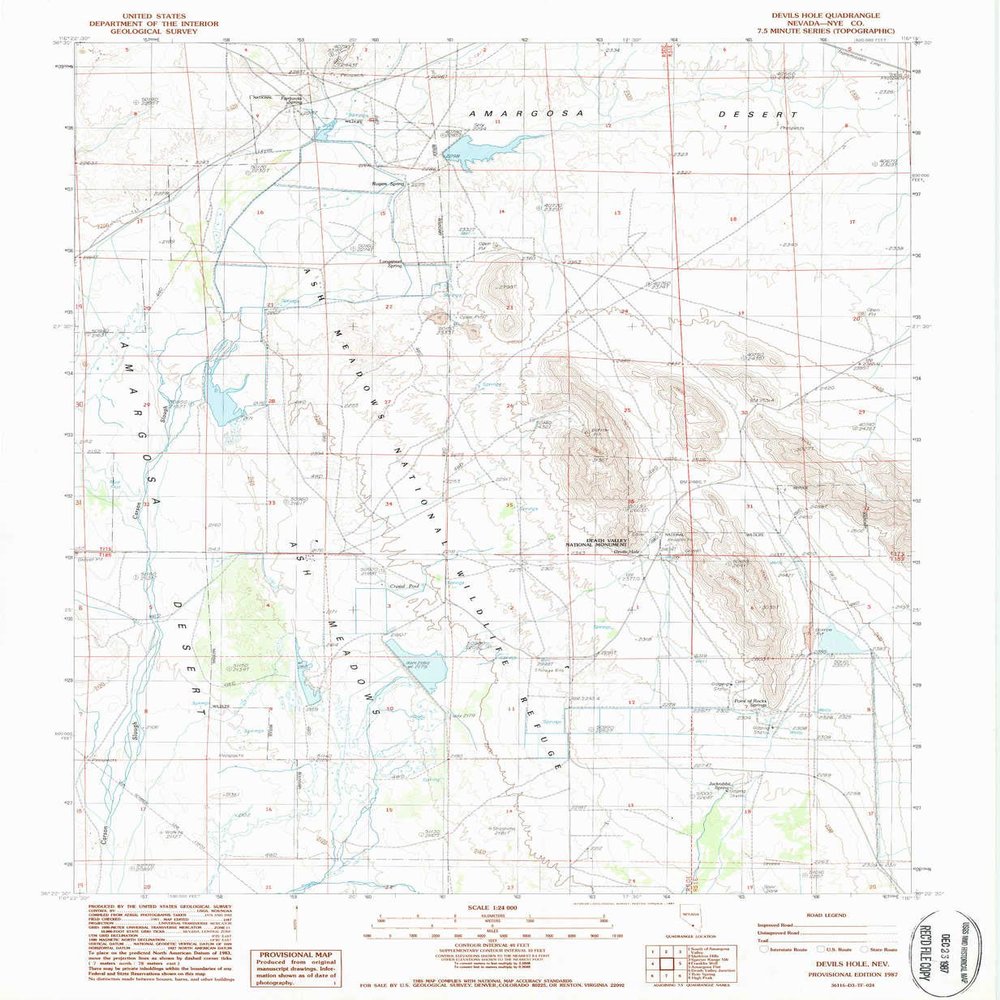 YellowMaps Devils Hole NV topo map, 1:24000 Scale, 7.5 X 7.5 Minute, Historical, 1987, Updated 1987, 26.7 x 22 in - Polypropylene